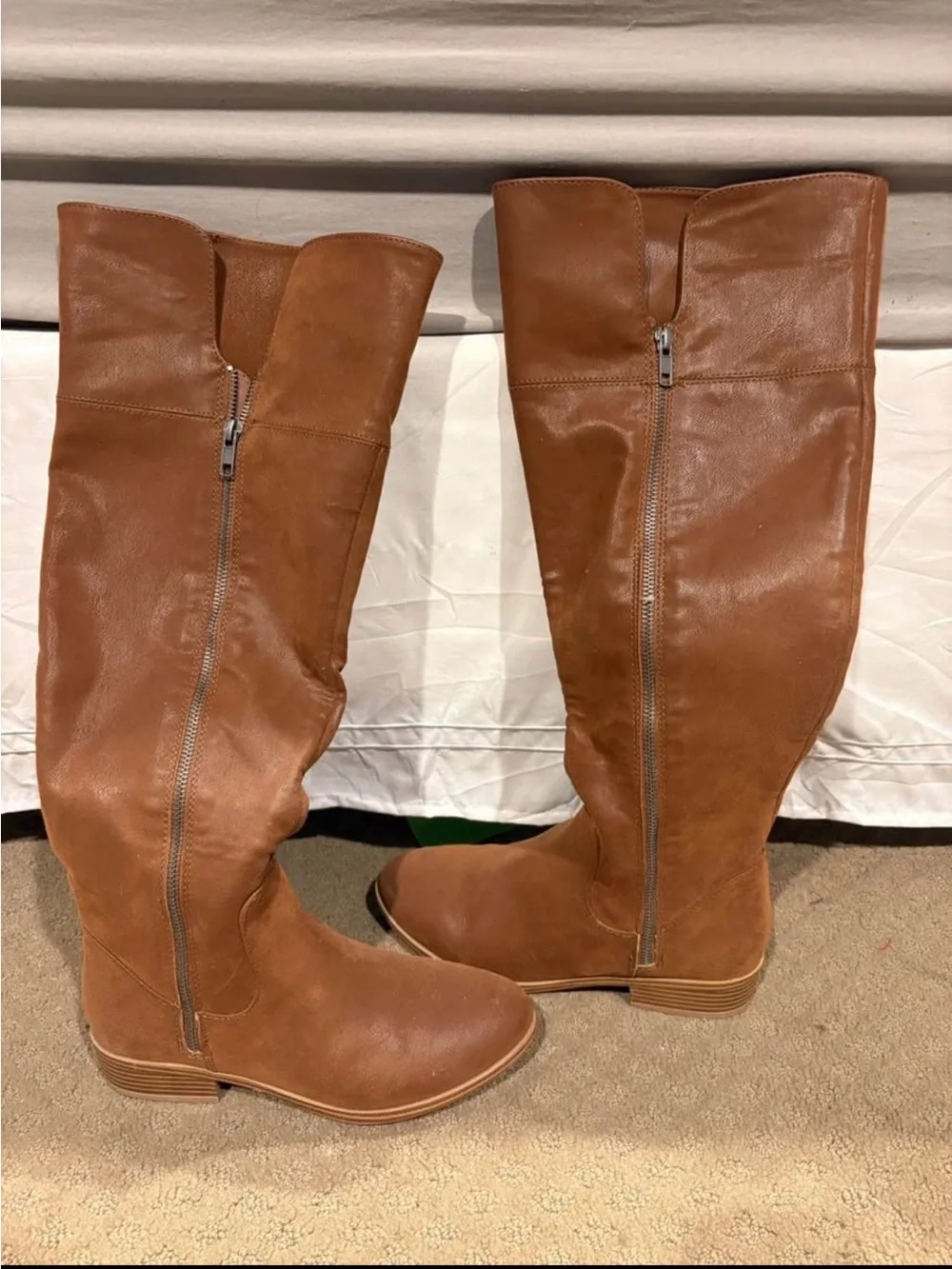 Francesca's Mia Tan Over-the-Knee Zip Riding Boots